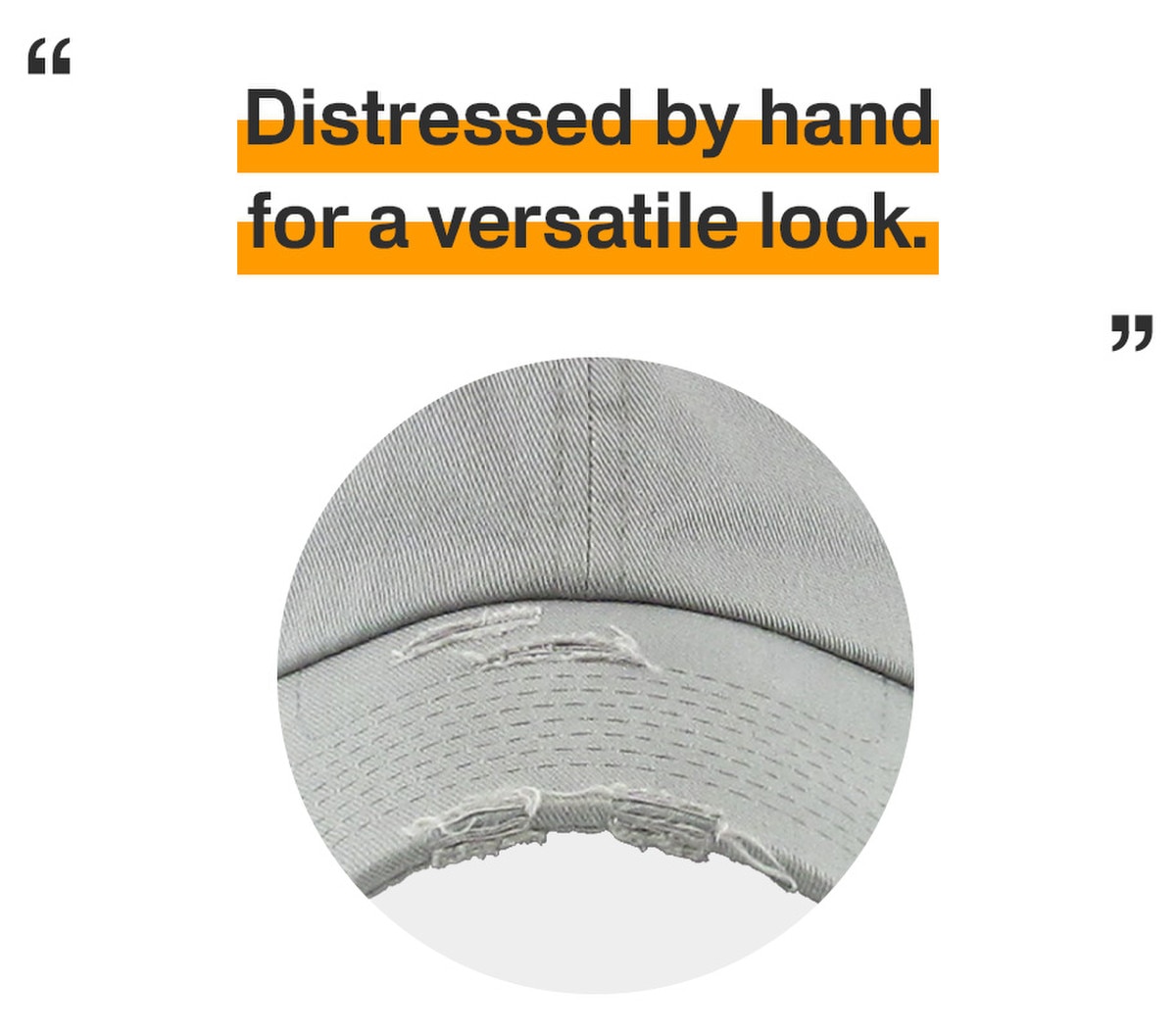 Light Gray Distressed Vintage Baseball Cap Front View